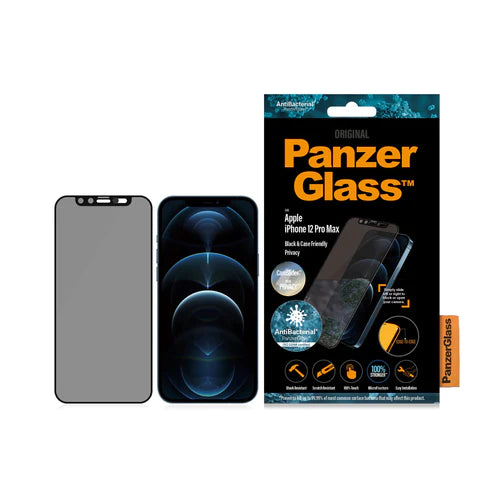 PanzerGlass Privacy CamSlider CF Phone Screen Protector for iPhone 12 Pro Max - Black