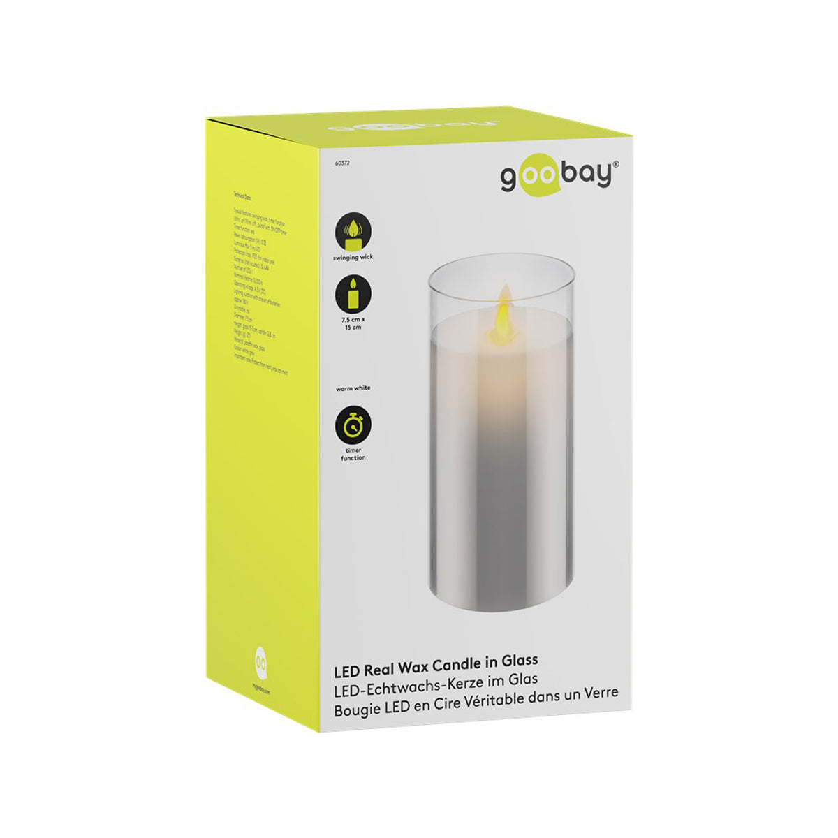 Goobay LED Wax Candle in Glass - 7.5 x 15 cm.