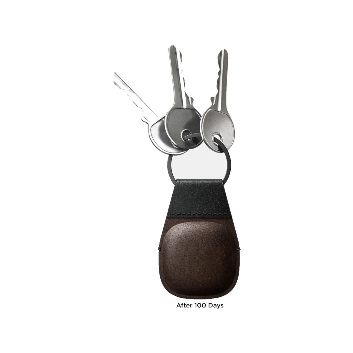 NOMAD Leather Keychain for AirTag - Black Horween Leather.