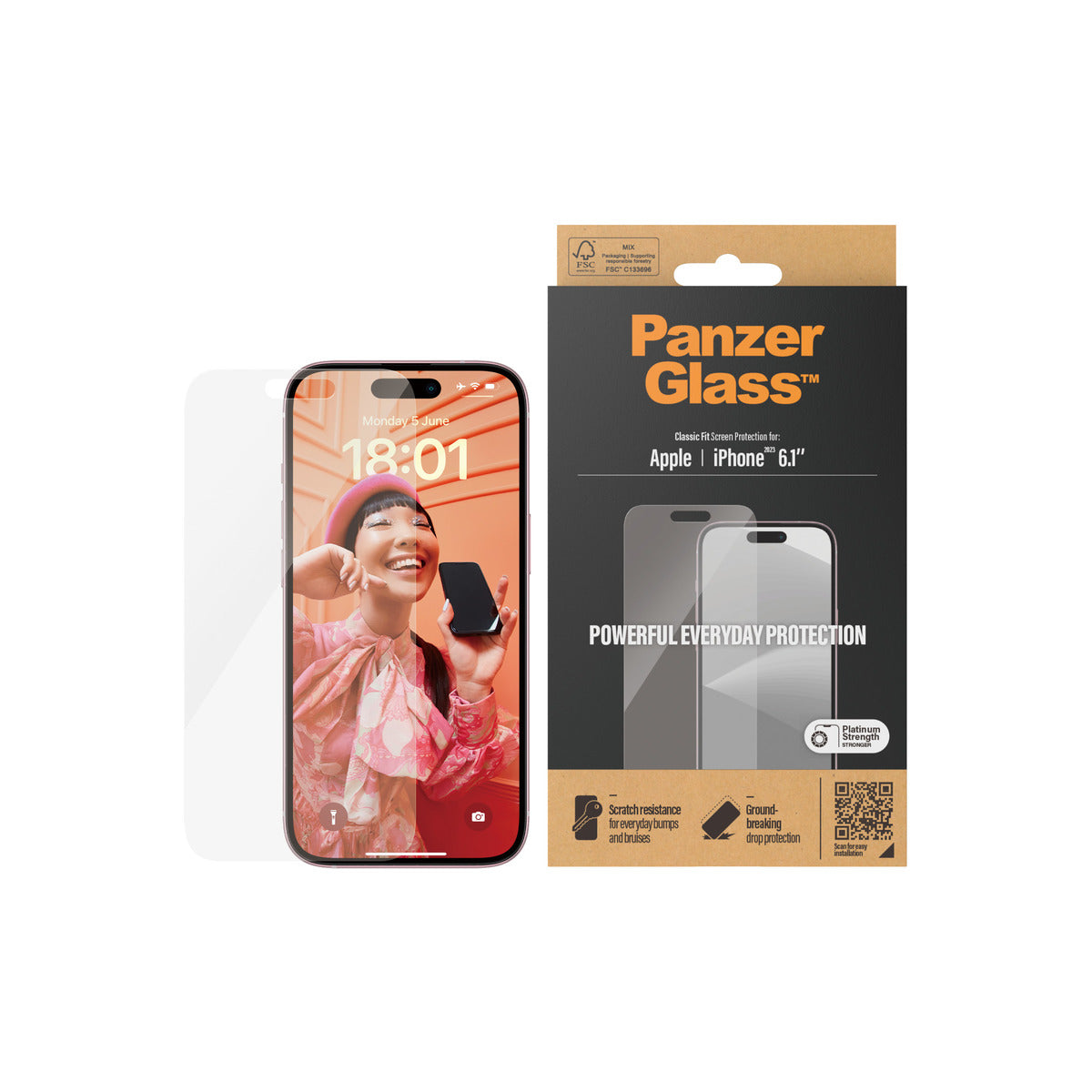 PanzerGlass Classic Fit Screen Protector for iPhone 15