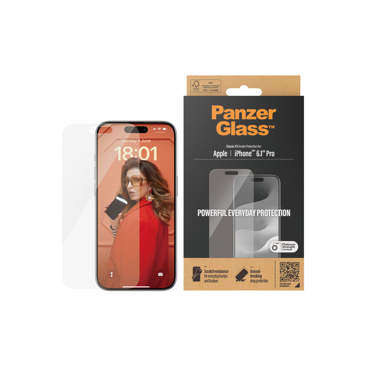 PanzerGlass Classic Fit Screen Protector for iPhone 15 Pro