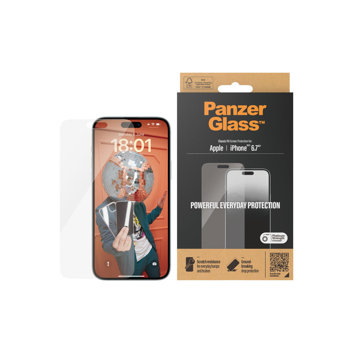 PanzerGlass Classic Fit Screen Protector for iPhone 15 Plus