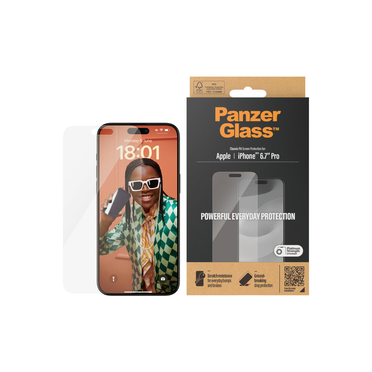 PanzerGlass Classic Fit Screen Protector for iPhone 15 Pro Max