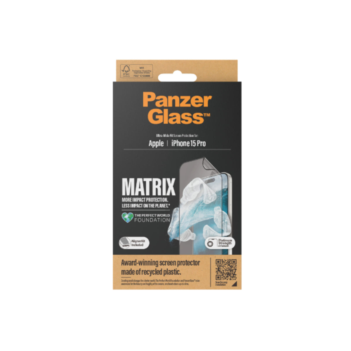 PanzerGlass Matrix Hybrid Glass Screen Protector for iPhone 15 Pro