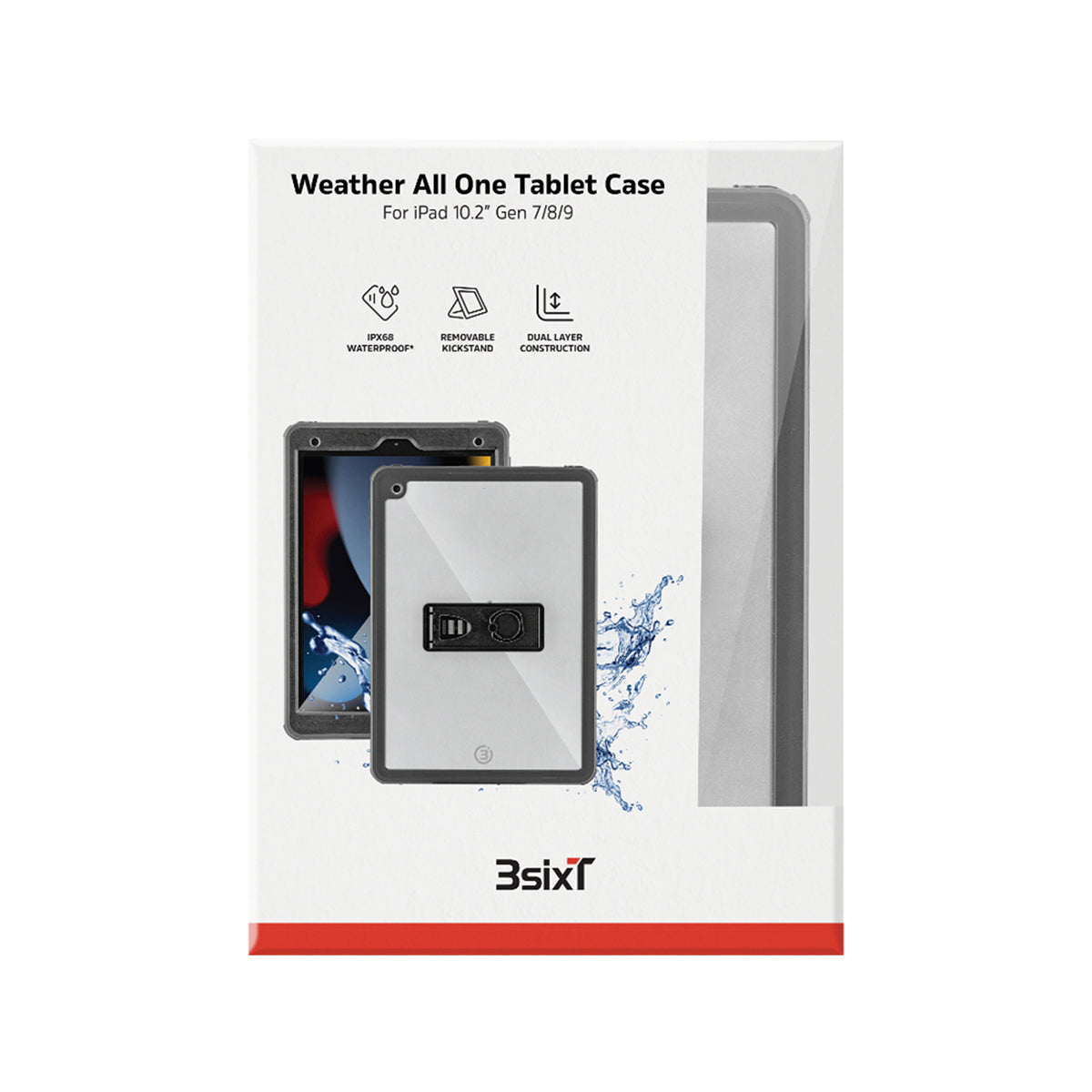3sixT Weather All One Case for iPad 10.2 Gen 7/8/9 - Clear/Black