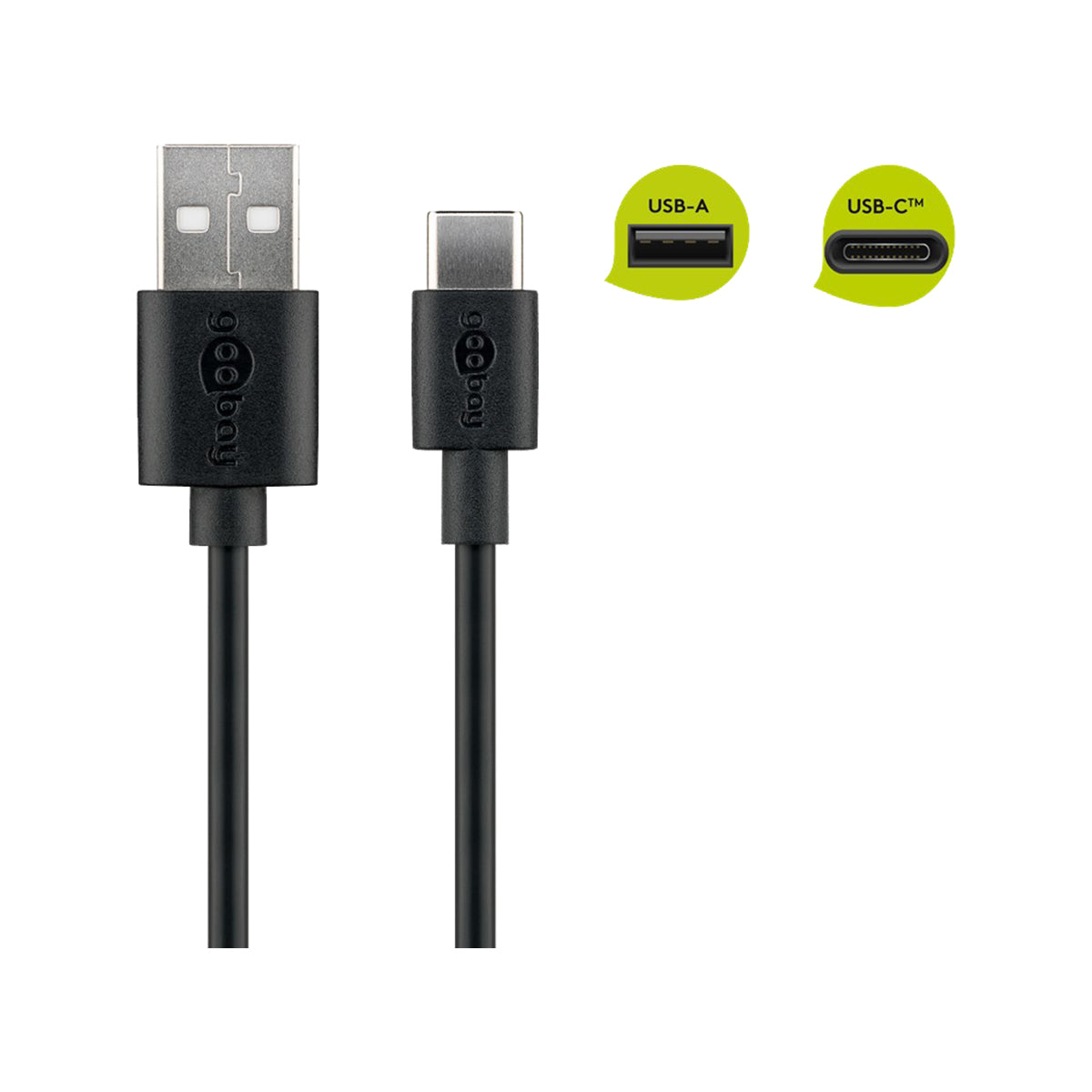 Goobay USB-C to USB-A Charge & Sync Cable 2M for iPhone Phones/iPad - black