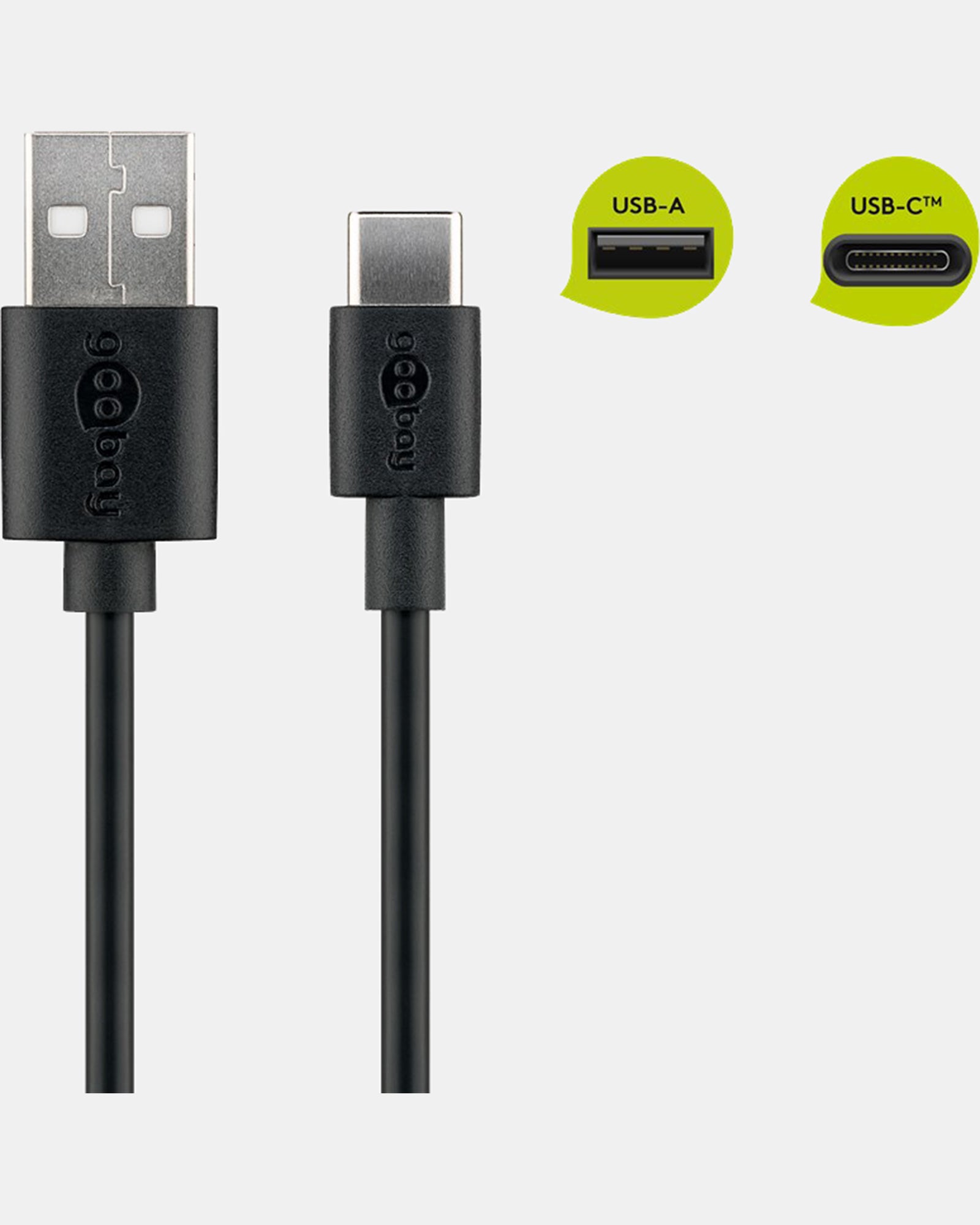 Goobay USB-C to USB-A Charge & Sync Cable 2M for iPhone Phones/iPad - black