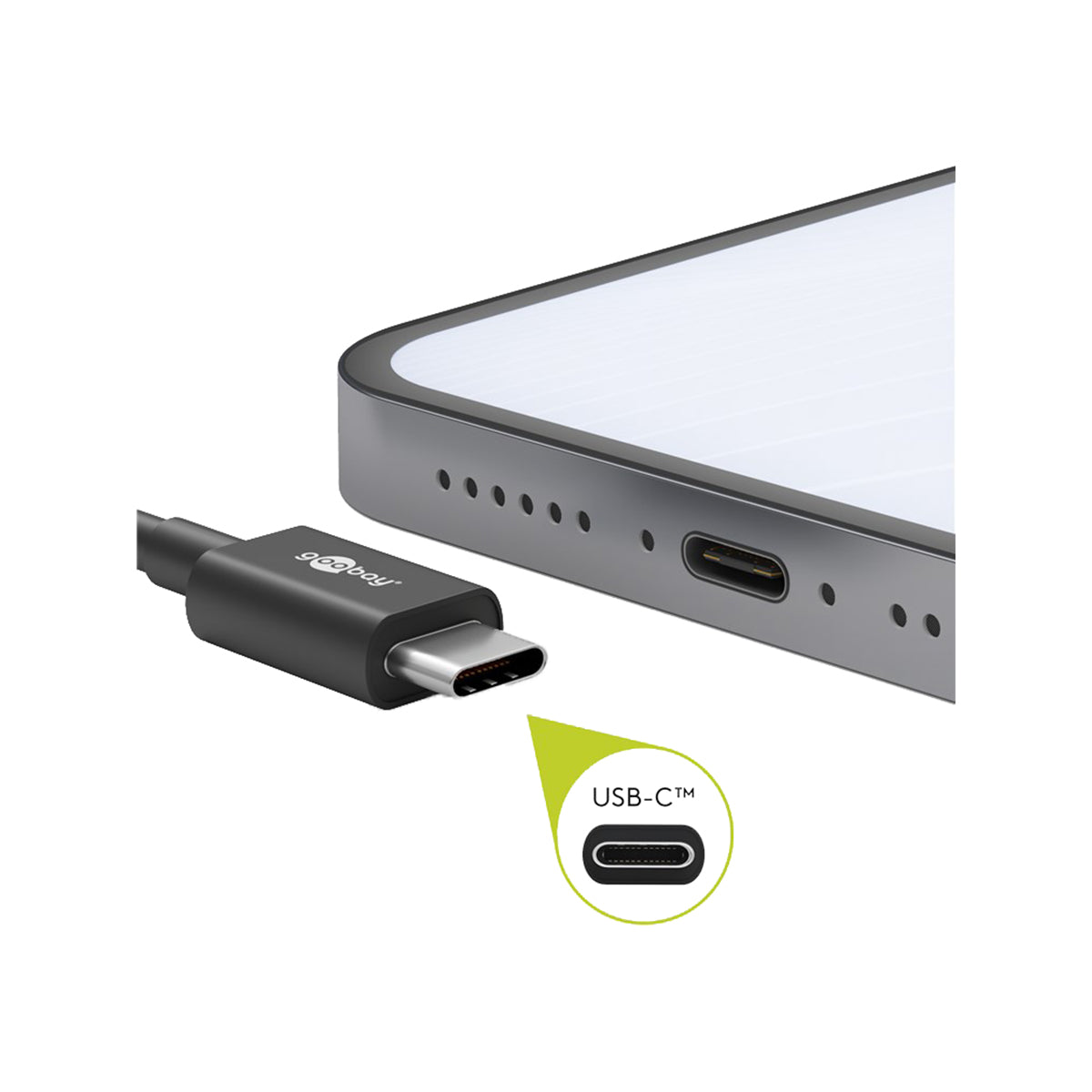 Goobay USB-C to USB-A Charge & Sync Cable 2M for iPhone Phones/iPad - black