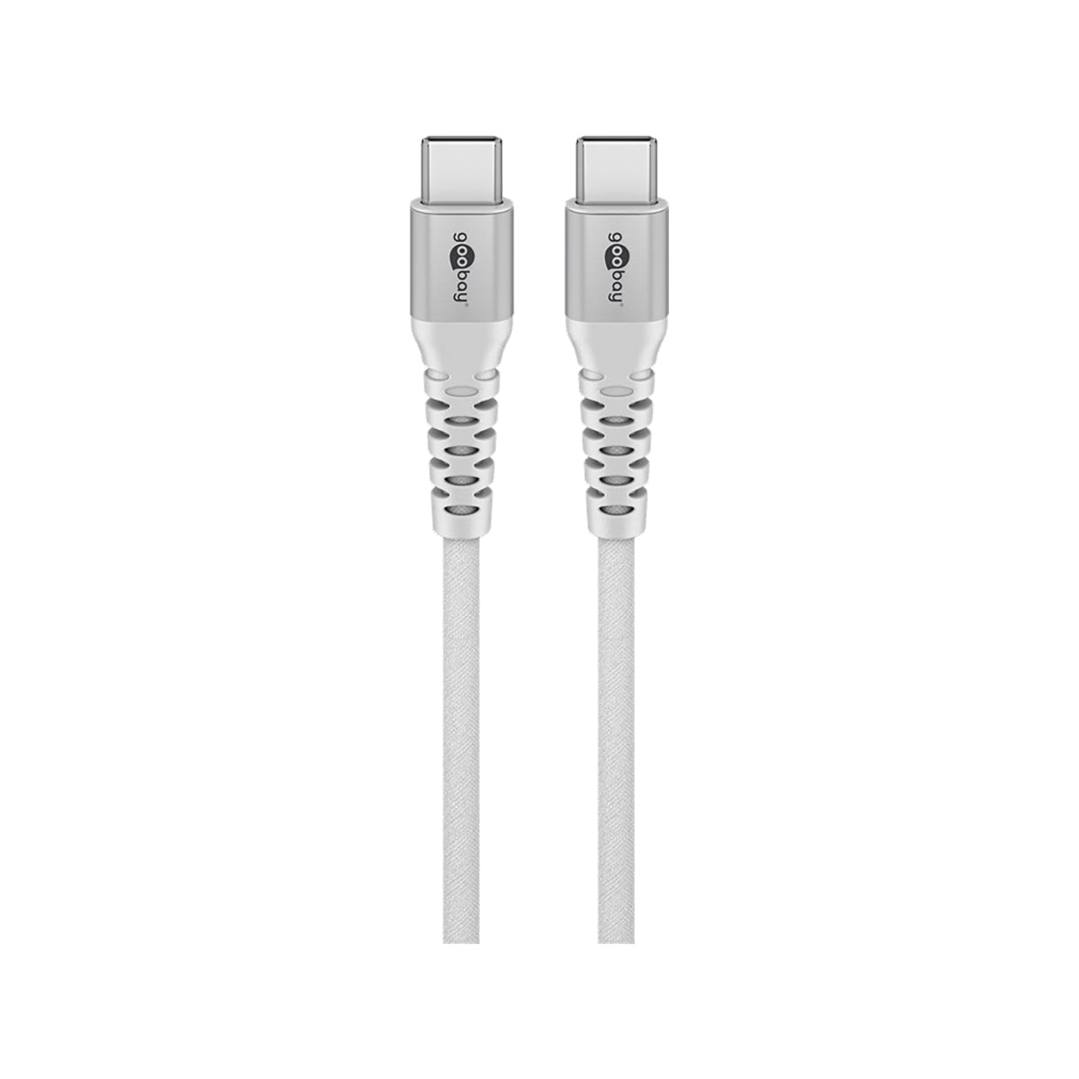 Goobay USB-C™ Supersoft Textile Cable with Metal Plugs 1 m for Smartphone/Tablets/Laptops - White