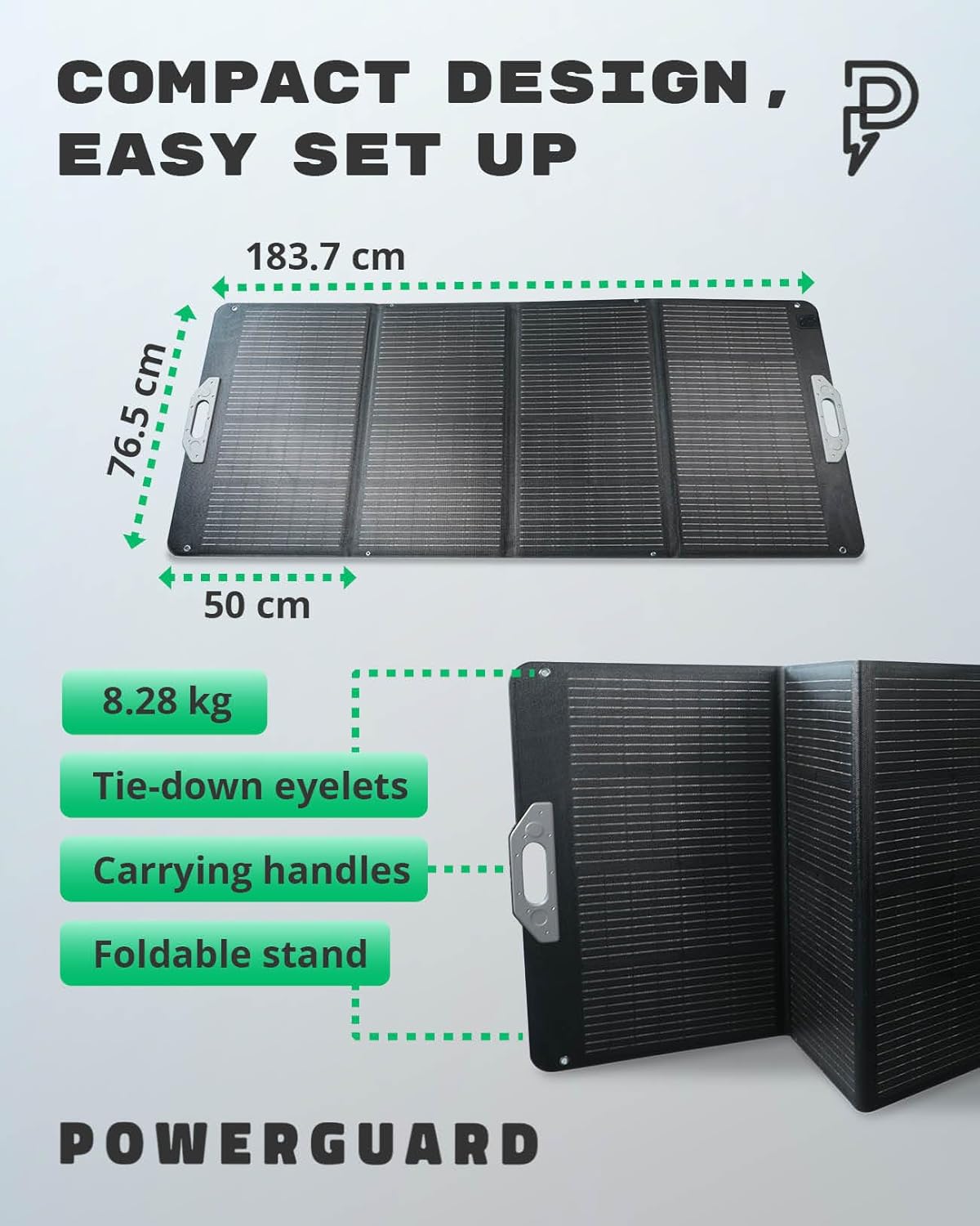 PowerGuard 200W Foldable Solar Panel for Power Station - Black ...