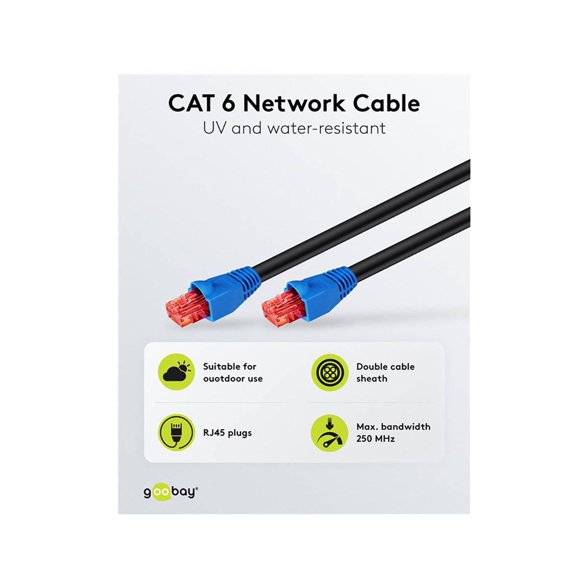 Goobay CAT 6 Outdoor Patch Cable, U/UTP 40M for PC/Laptop - Black
