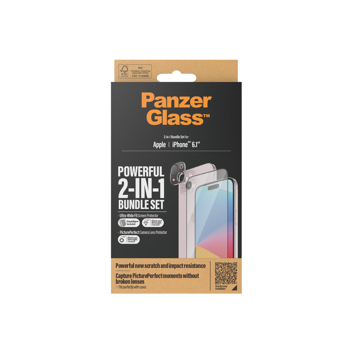 PanzerGlass 2-in-1 Protection Bundle Screen Protector For iPhone 15