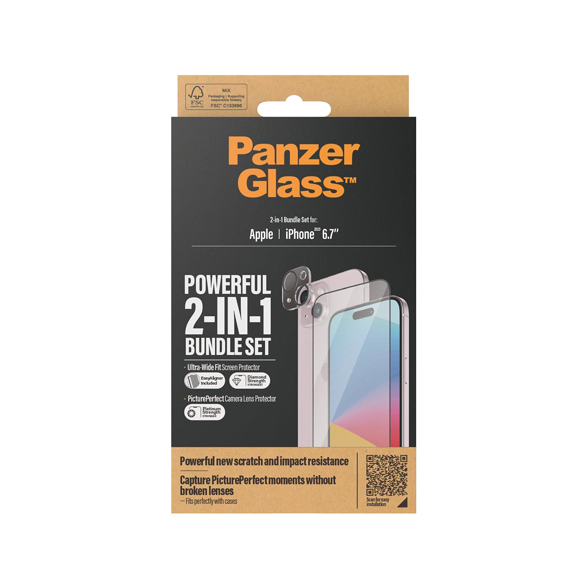 PanzerGlass 2-in-1 Protection Bundle Screen Protector For iPhone 15 Plus