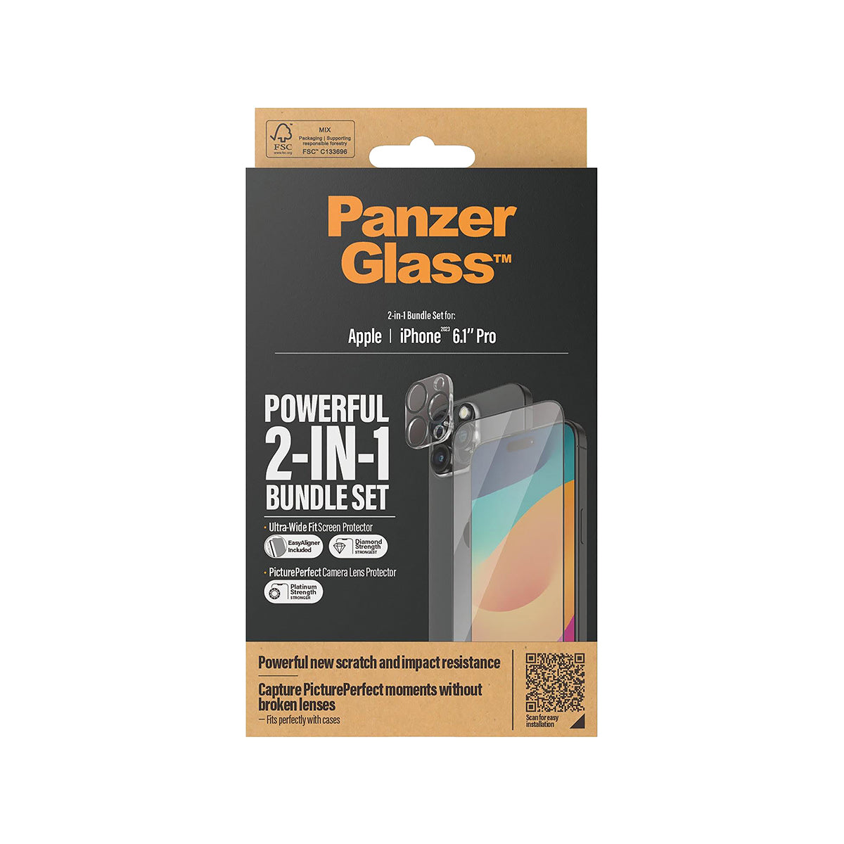 PanzerGlass 2-in-1 Protection Bundle Screen Protector For iPhone 15 Pro