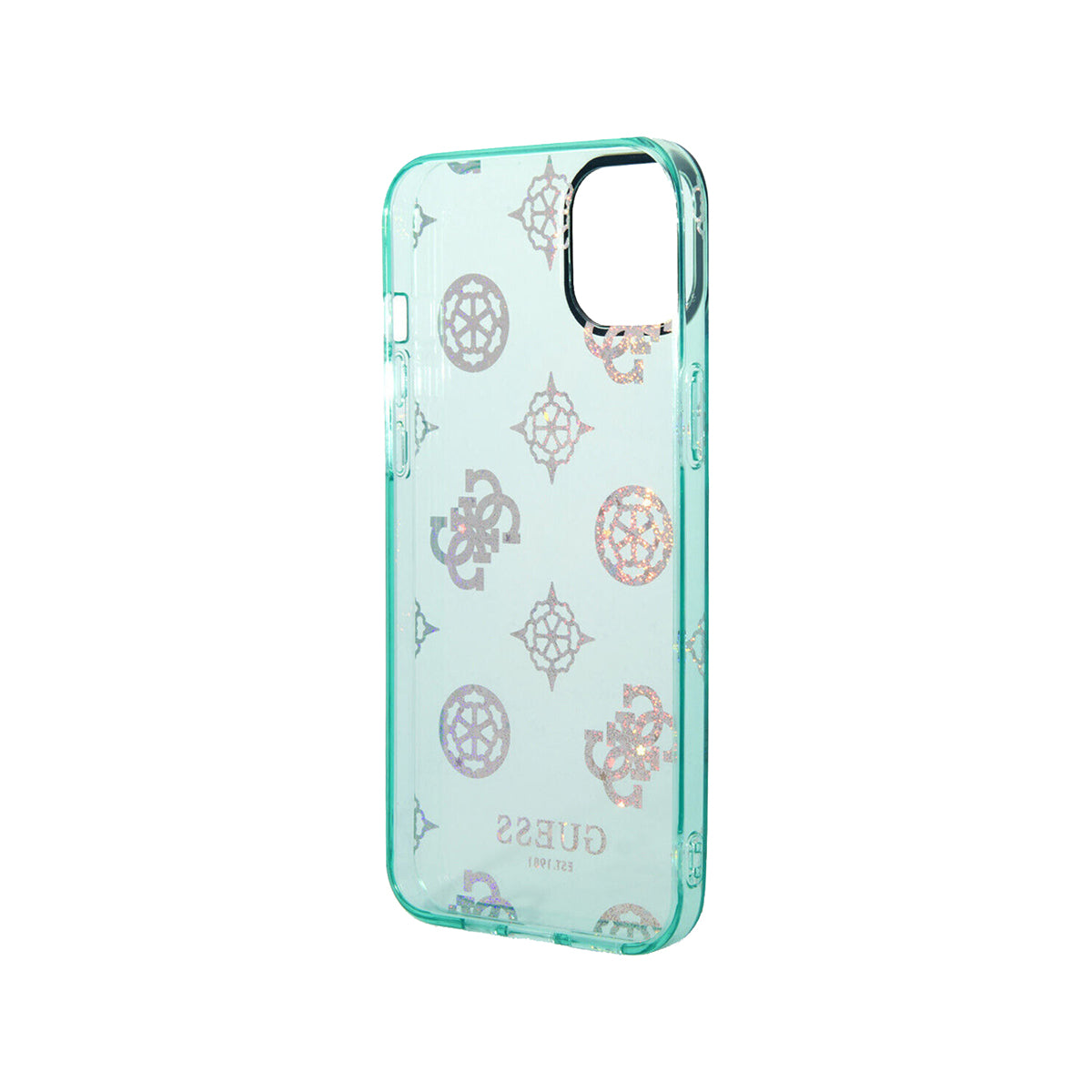 Guess Glitter Peony Phone Case For iPhone 15