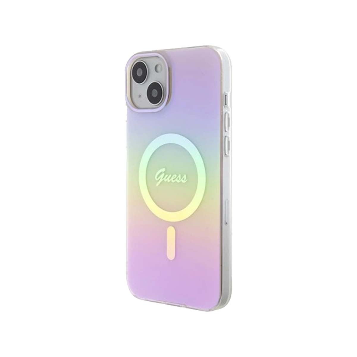 Guess Script MagSaf Phone Case for iPhone 15 - Iridescent Pink