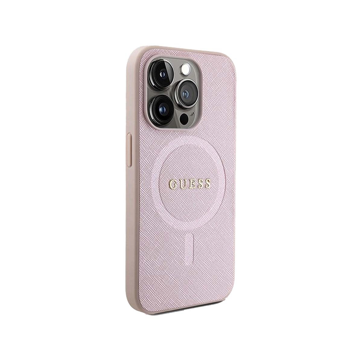 Guess Saffiano MagSafe Phone Case for iPhone 15 Pro Max - Pink