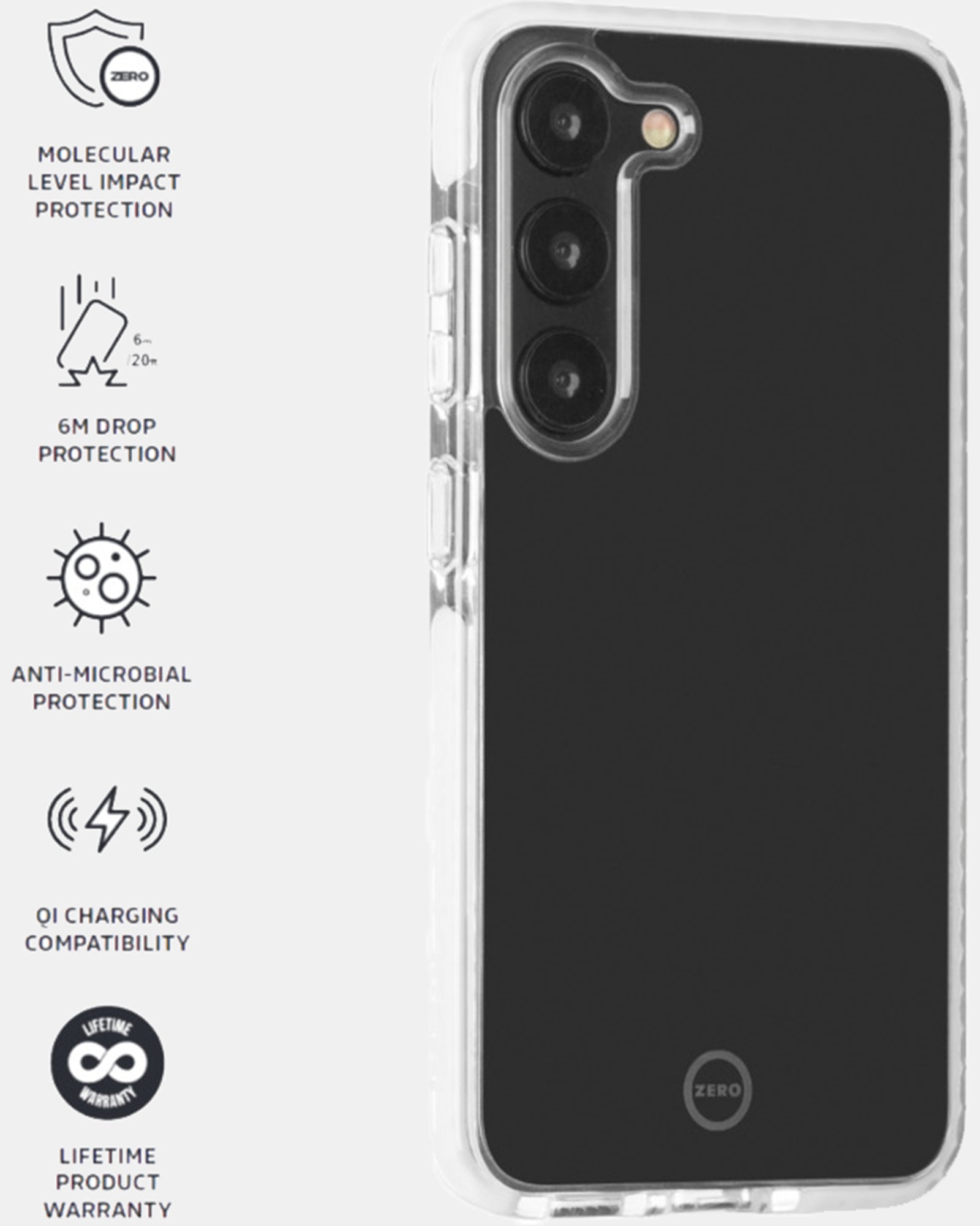 Impact Zero Clear Phone Case for Samsung Galaxy S23 - Clear/White