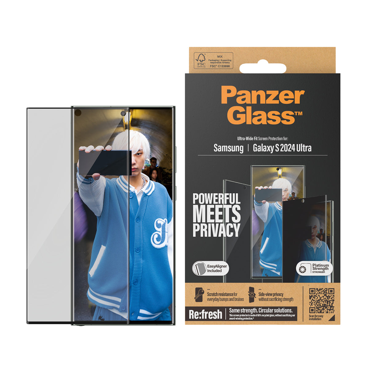 PanzerGlass Ultra-Wide Fit with EasyAligner Privacy Screen Protector for Samsung Galaxy S24 Ultra
