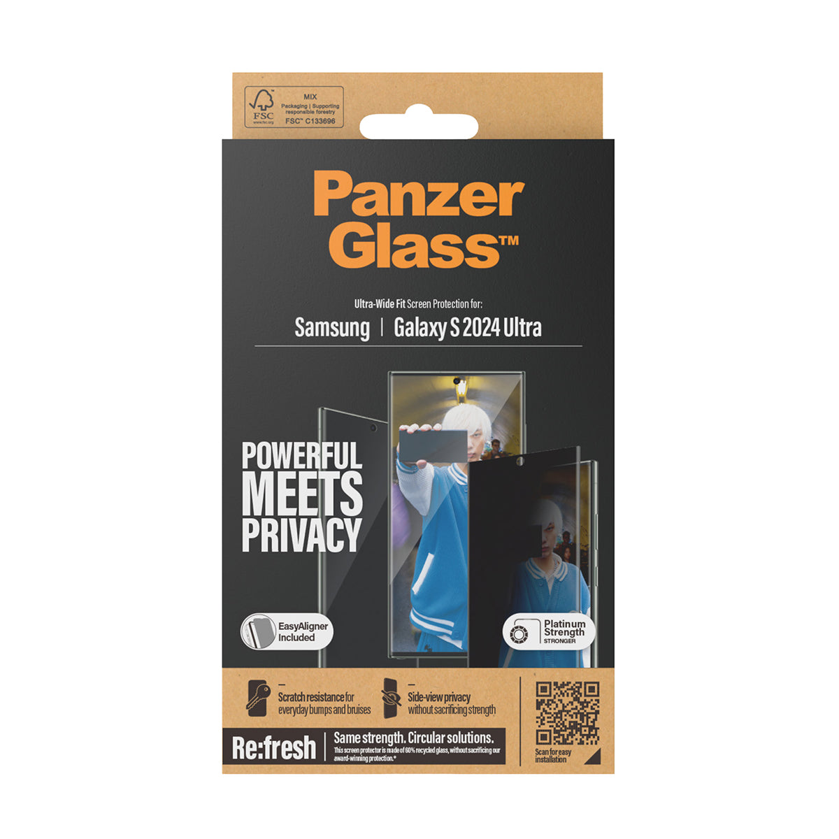 PanzerGlass Ultra-Wide Fit with EasyAligner Privacy Screen Protector for Samsung Galaxy S24 Ultra