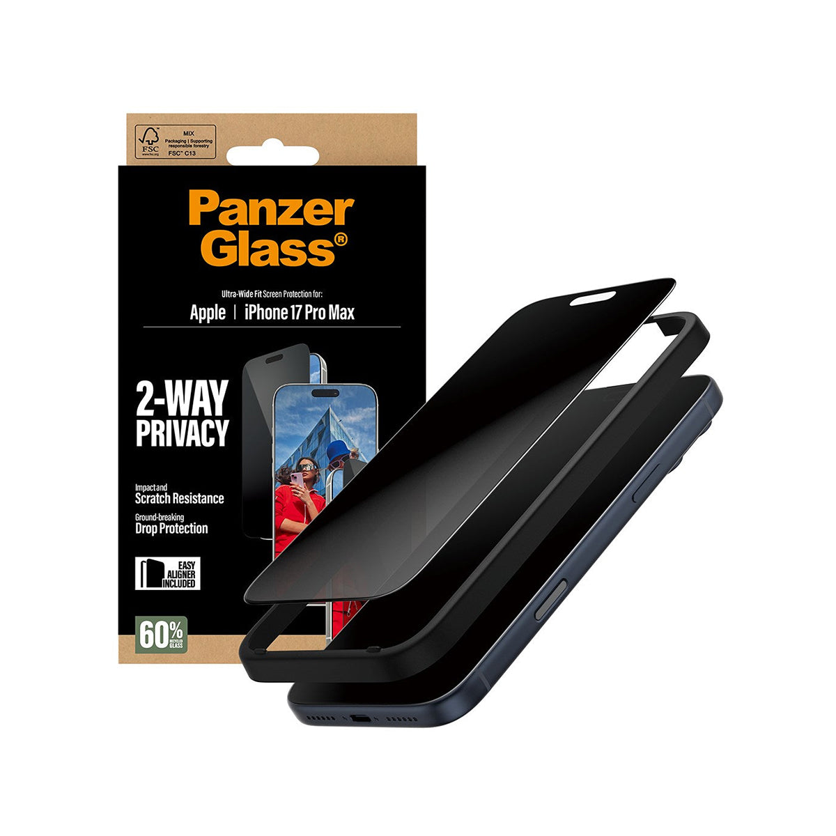 PanzerGlass UltraWide Fit Privacy Screen Protector iPhone 17 Pro Max