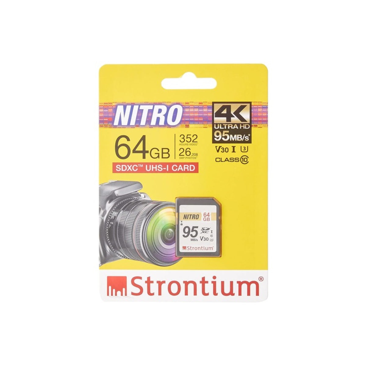 Strontium Nitro SD Card 95MB/s 64GB for Smartphones/Tablets/DSLRs