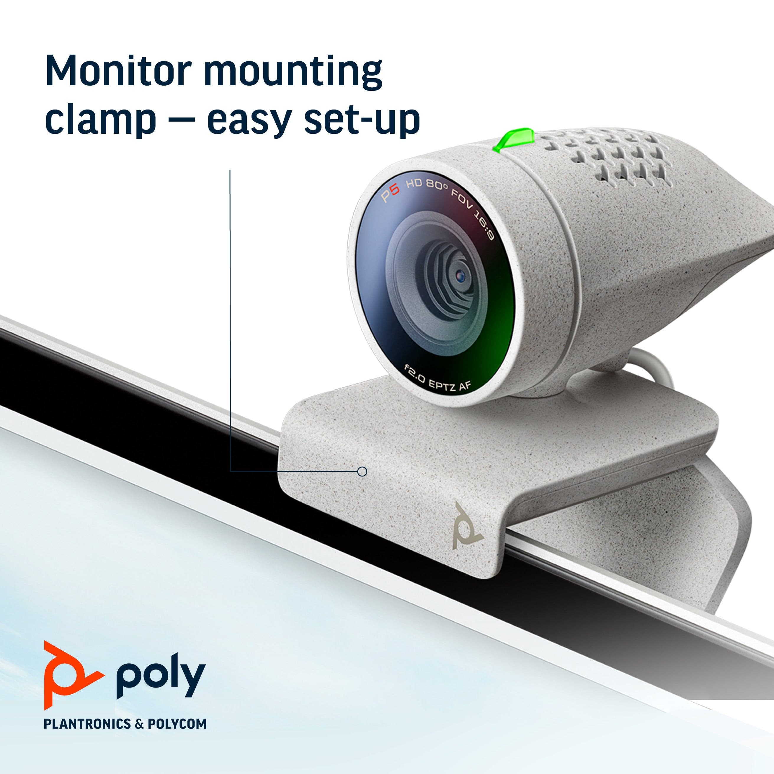 Poly Studio P5 HD Webcam Kit with Blackwire 3210 USB-A Mono Headset Bundle.