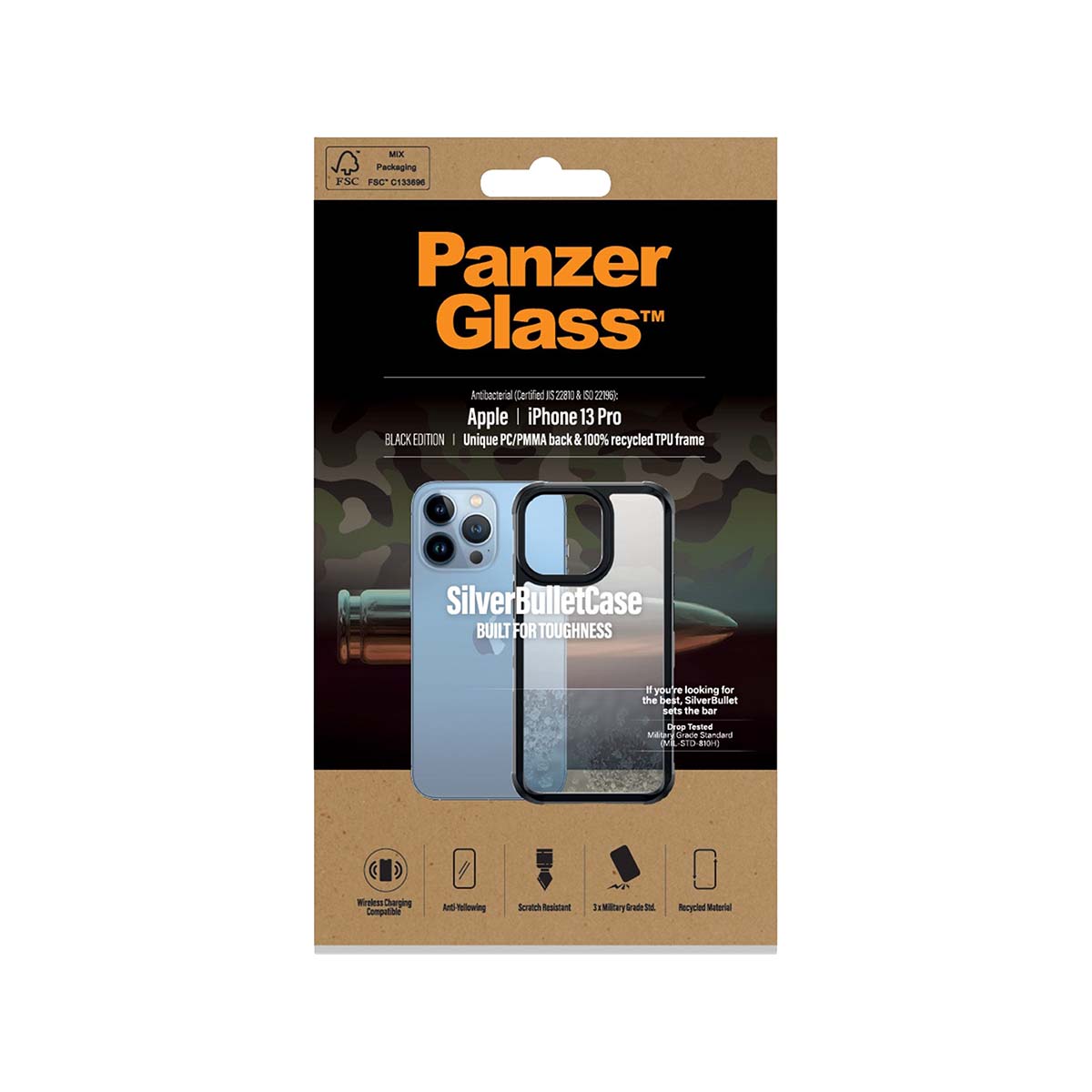 PanzerGlass SilverBullet ClearCase for iPhone 13 Pro - Black AB