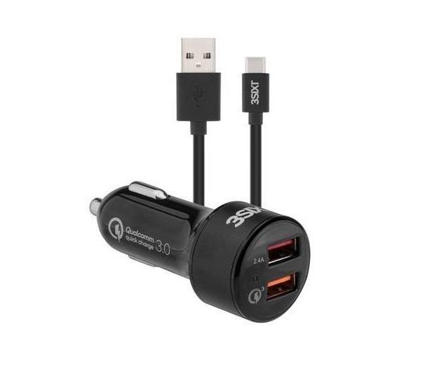 3sixT Car Charger 5.4A + USB-A to USB-C Cable 1m - Automotive - Techunion -