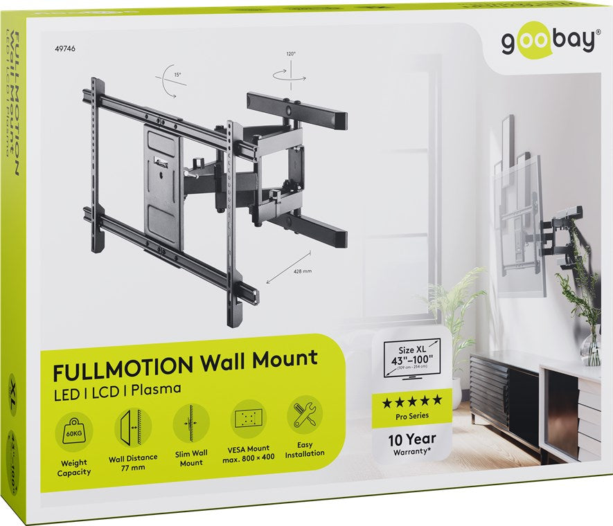 Goobay TV Wall Mount FULLMOTION Pro for X-Large TVs (43-100