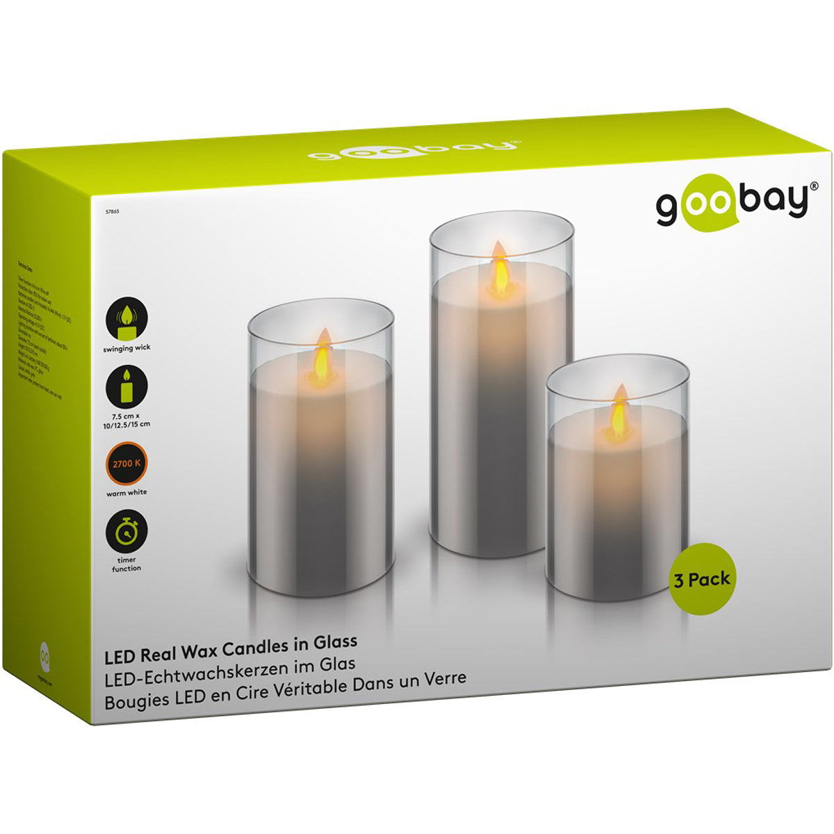 Goobay Set of 3 LED Wax Candles.
