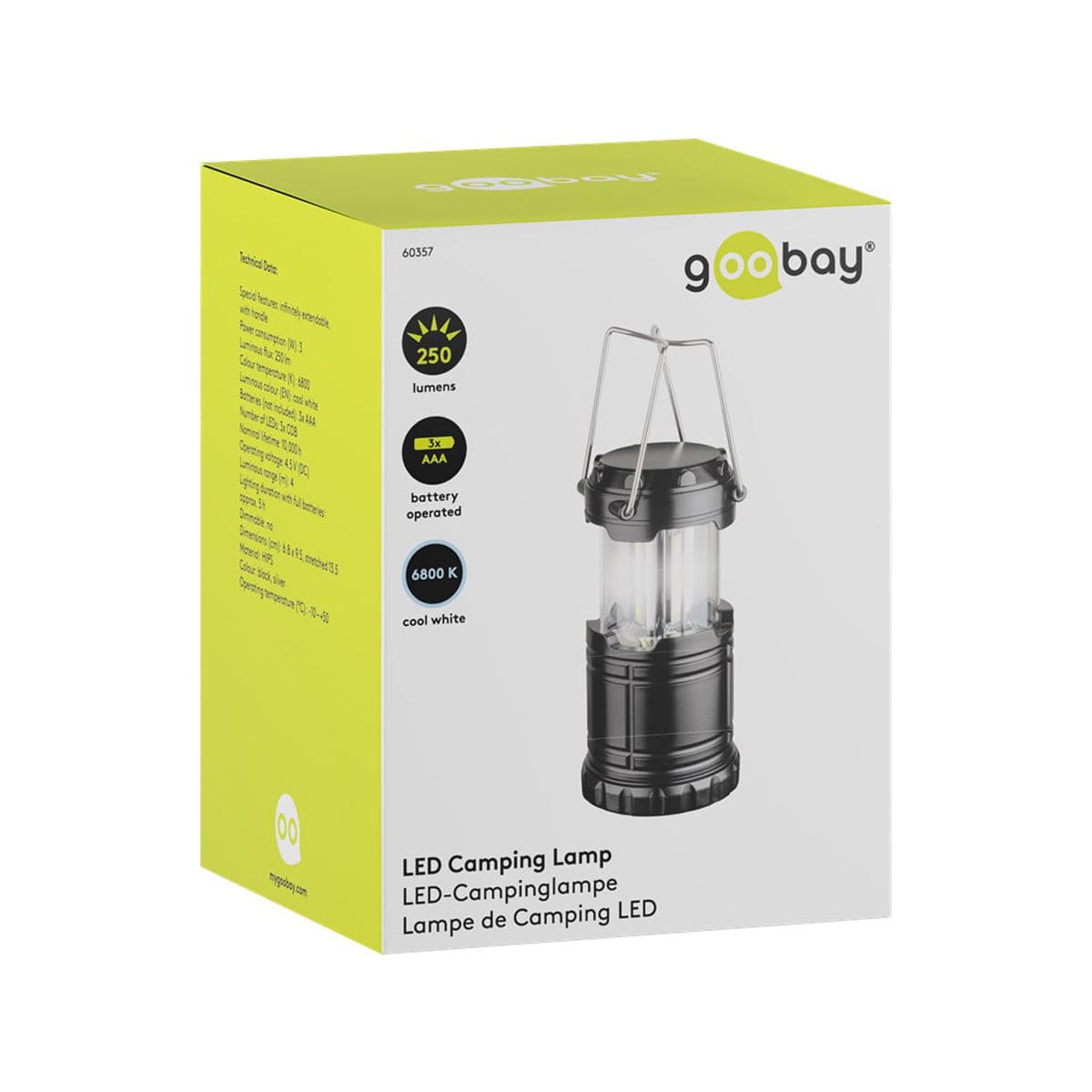 Goobay LED Camping Lamp - Black-Silver.