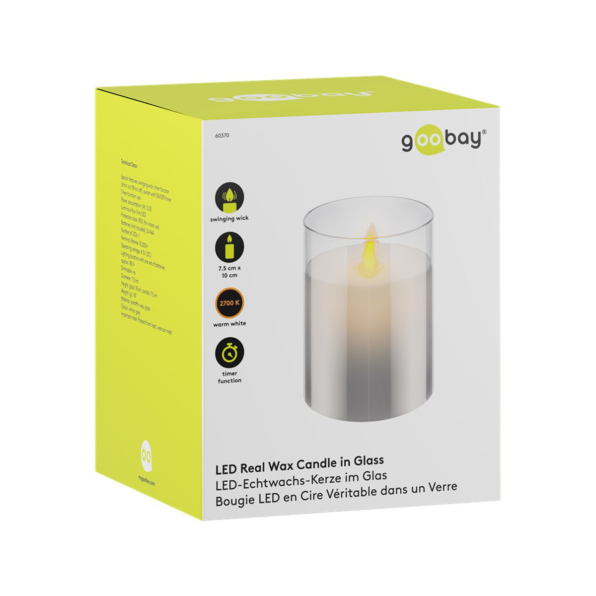 Goobay LED Wax Candle in Glass - 7.5 x 10 cm.