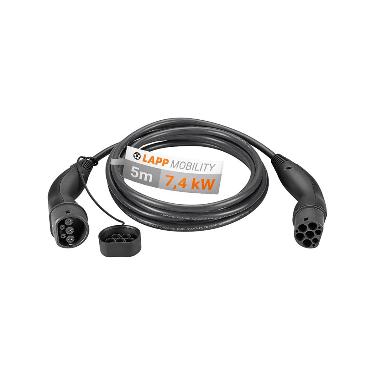 LAPP EV Charge Cable Type 2 (7.4kW-1P-32A) 5m - Black.