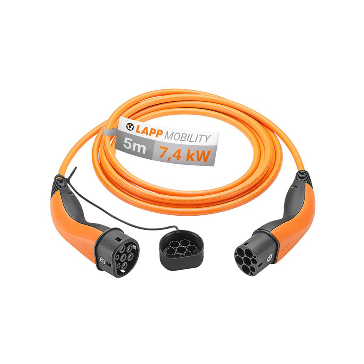 LAPP EV Charge Cable Type 2 (7.4kW-1P-32A) 5m - Orange.