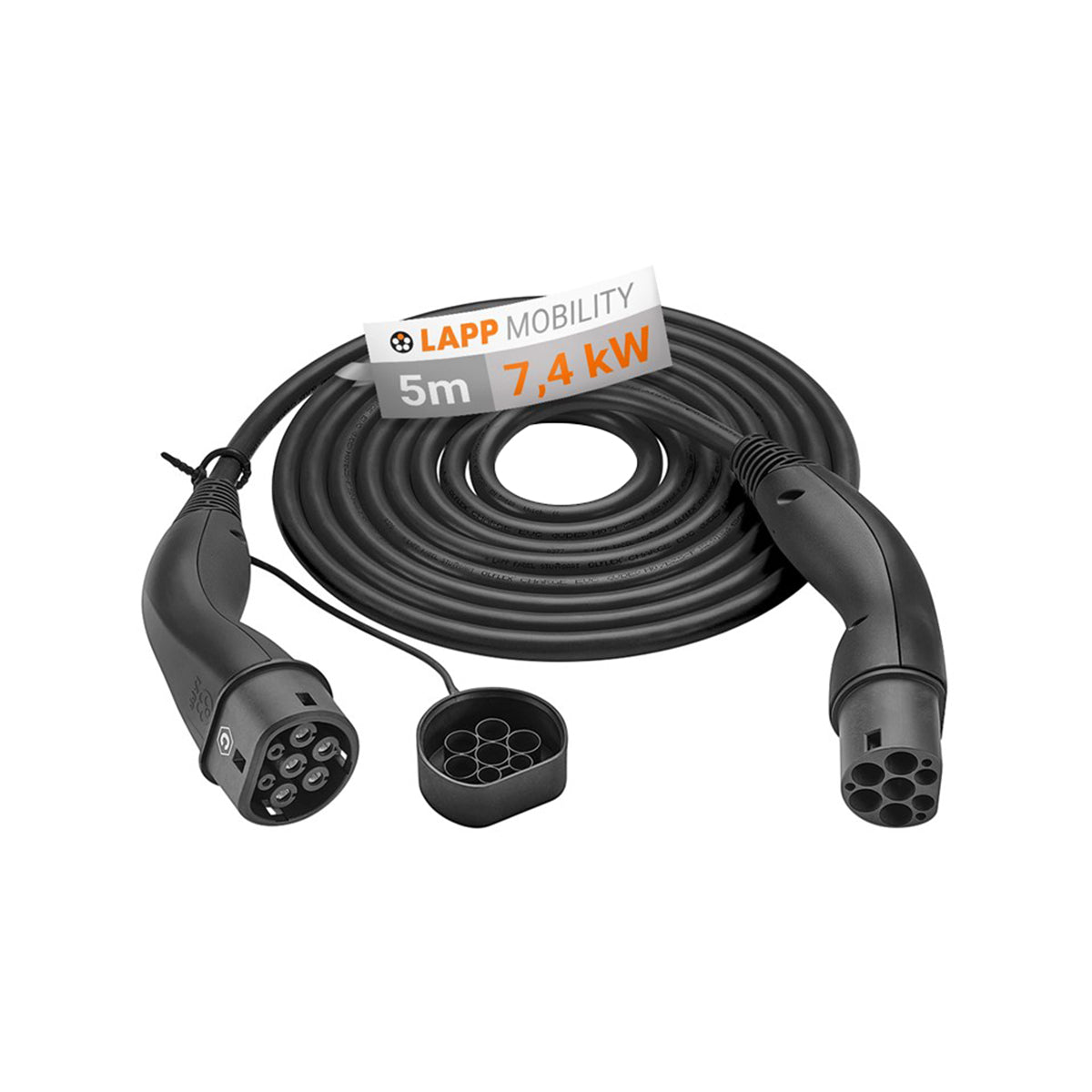 LAPP EV Helix Charge Cable Type 2 (7.4kW-1P-32A) 5m for Hybrid and Electric Cars - Black.