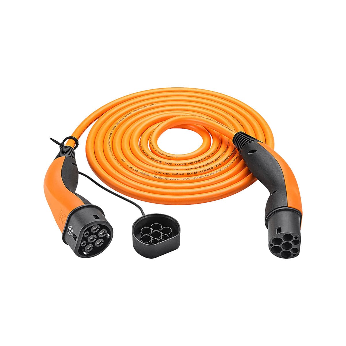 LAPP EV Helix Charge Cable Type 2 (11kW-3P-20A) 5m for Hybrid and Electric Cars - Orange.