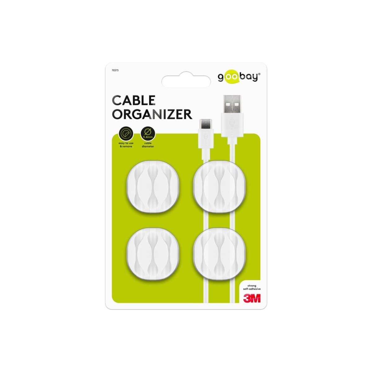 Goobay Cable Management 3 Slots, 4-piece set in white.