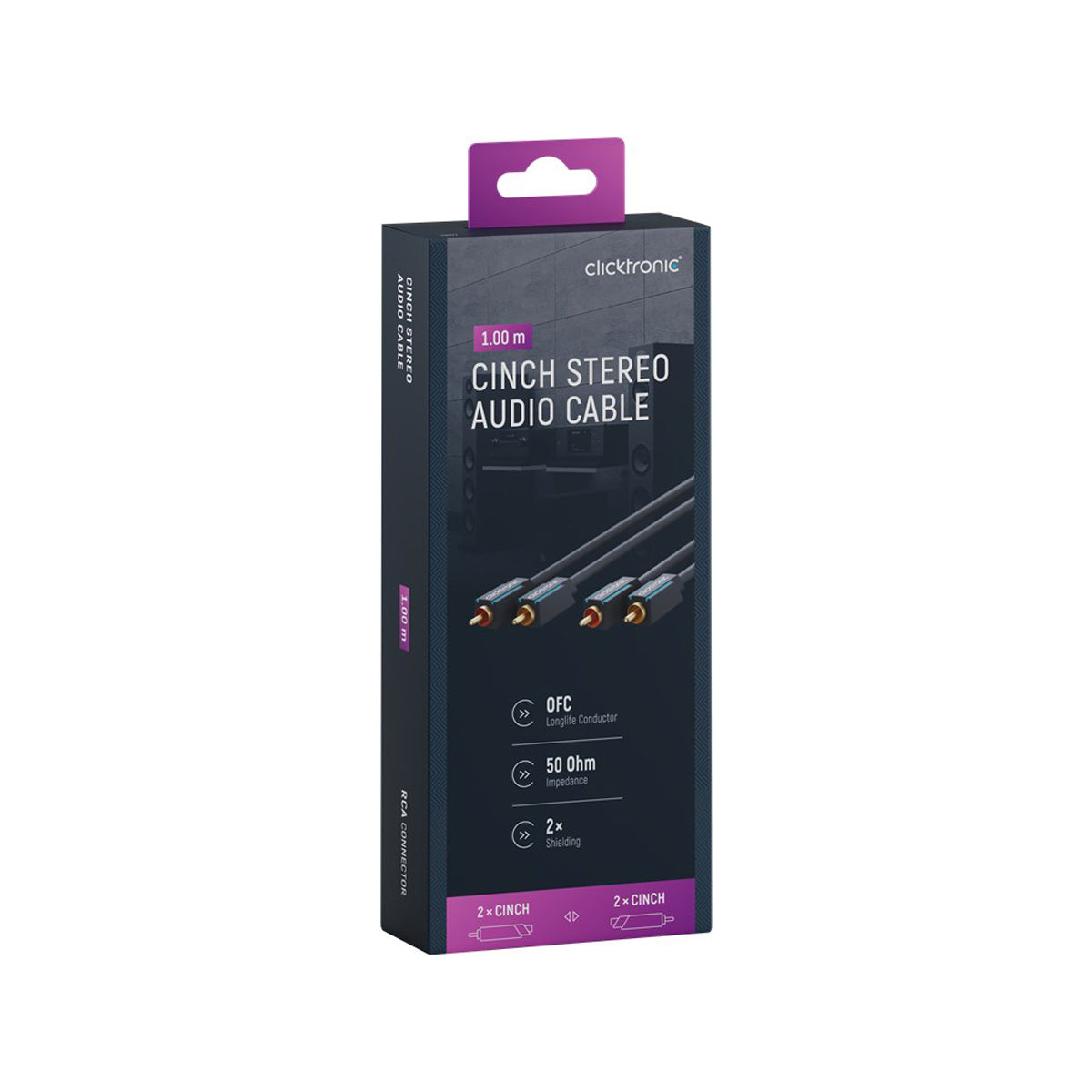 Clicktronic Cinch Stereo RCA Cable - 1m