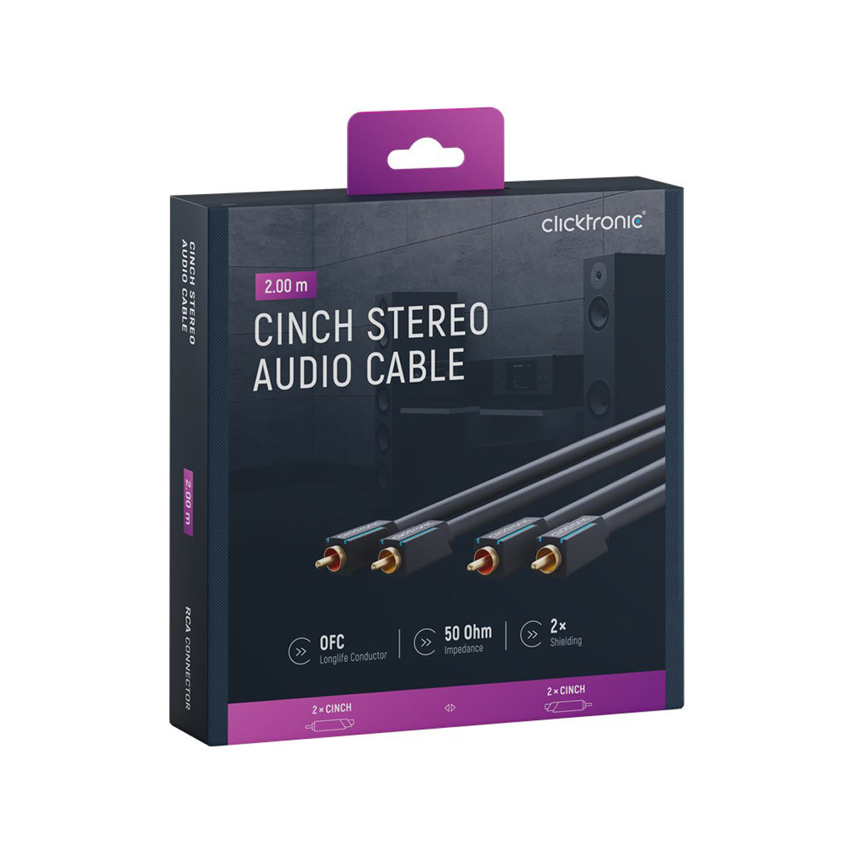 Clicktronic Cinch Stereo RCA Cable - 2m