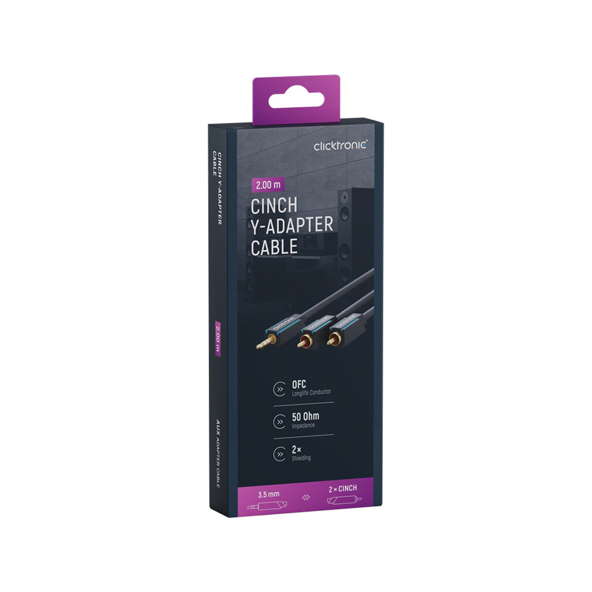 Clicktronic 3.5mm AUX to RCA Cable - 2m