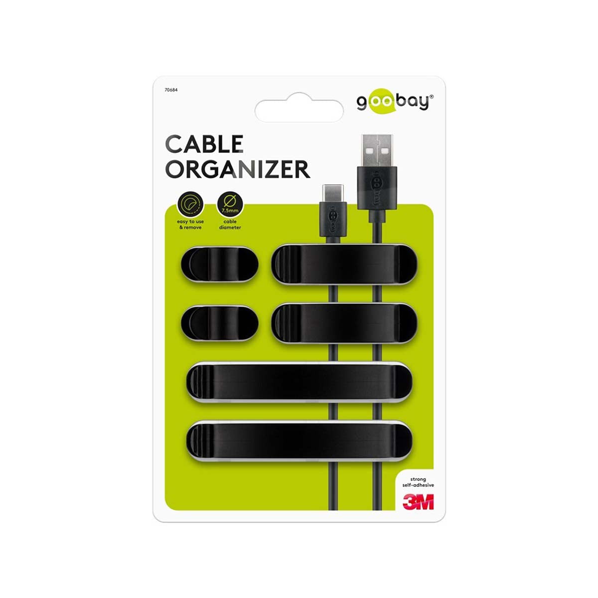 Goobay Cable Management Clip SET 6-pcs - black.
