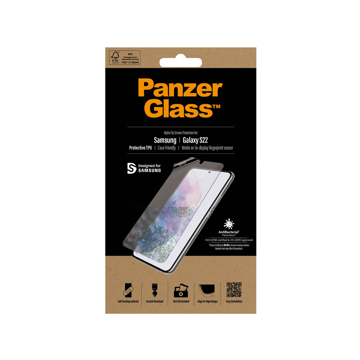PanzerGlass TPU Antibacterial Phone Screen Pprotector for Samsung GS22 - Clear.