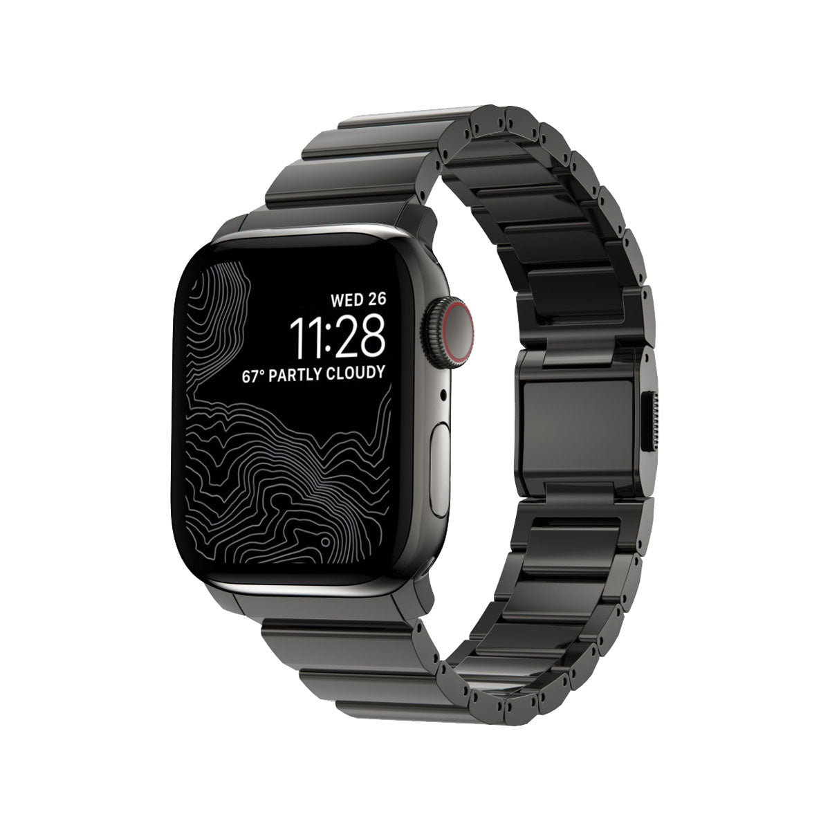 Nomad Apple Watch 41mm Steel Band - Graphite Hardware.