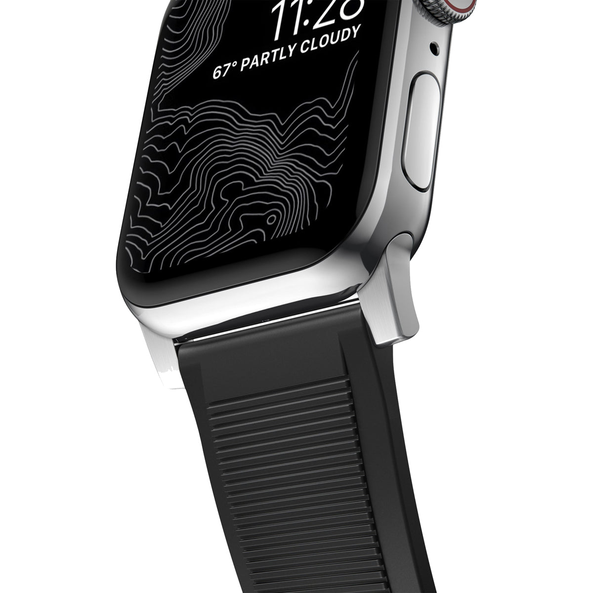 Nomad Apple Watch 41mm Rugged Band - Silver Hardware.