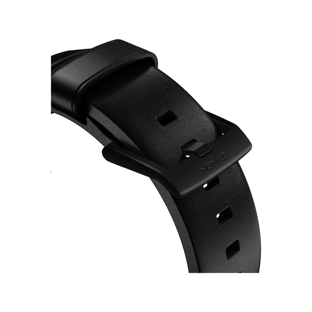 NOMAD Apple Watch Modern Band 45mm - Black Hardware with Black Horween Leather Strap.