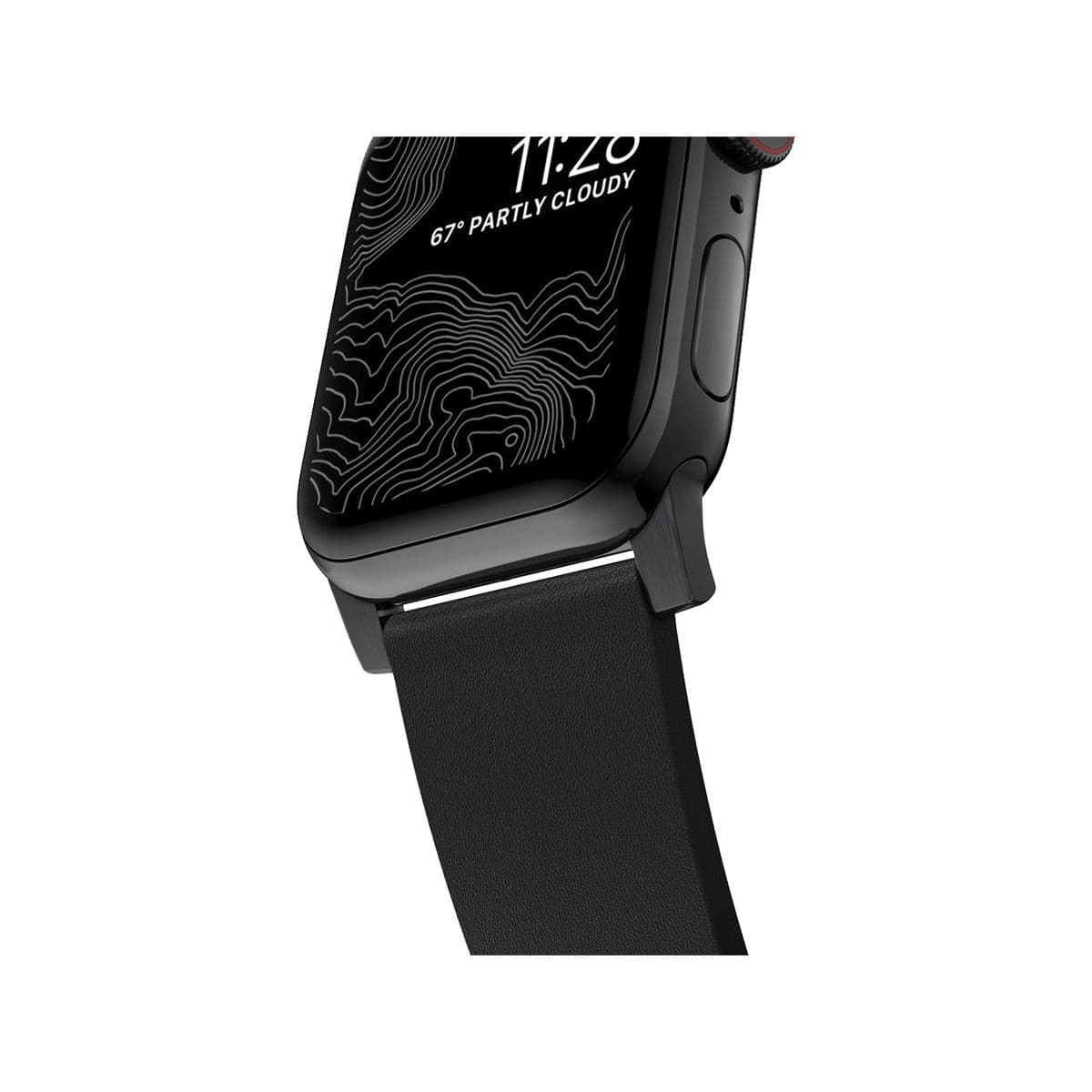 Nomad Active Band Pro 45mm - Black Hard with Black Leather Strap.