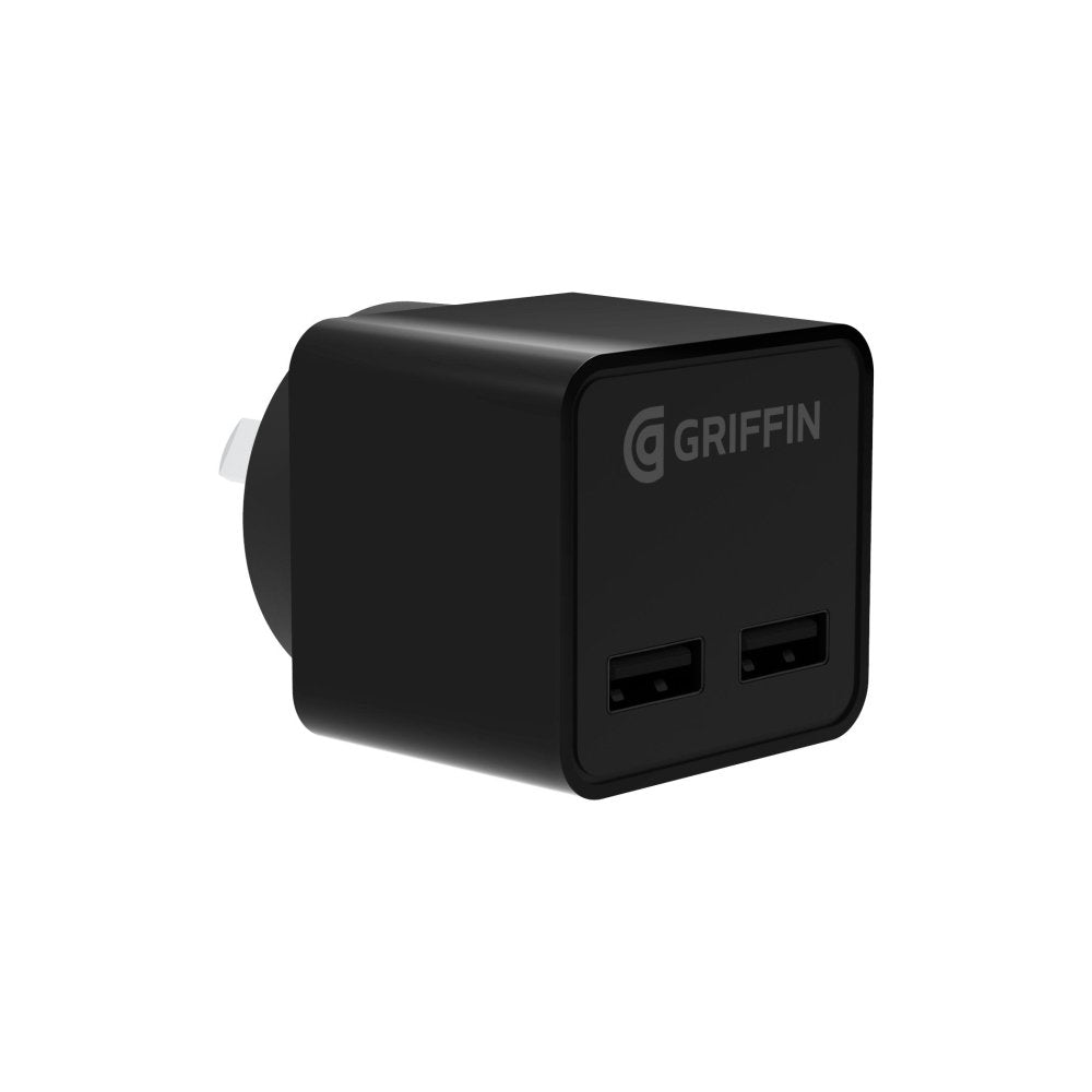 Griffin PowerBlock Dual Universal 12W Wall Charger Adapter USB-A to Micro USB Cable - Power - Techunion -