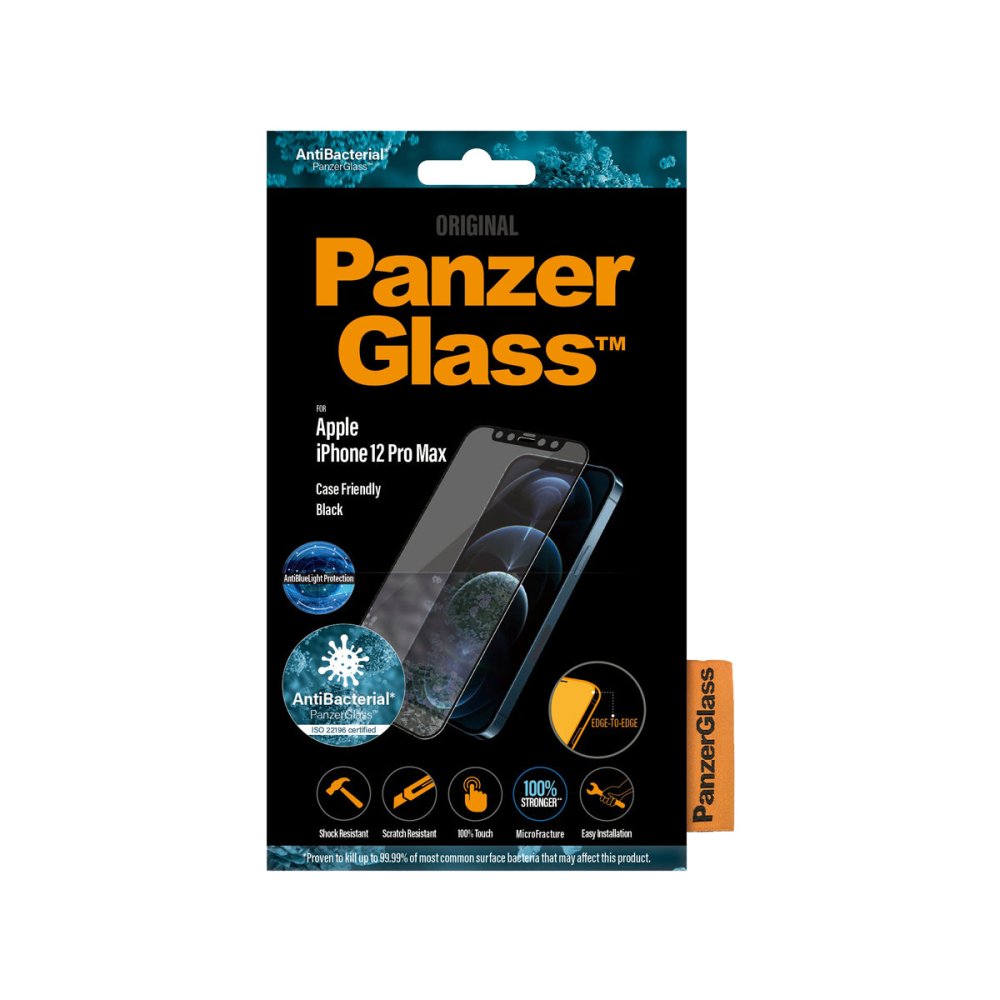PanzerGlass Anti Bluelight CF Black Phone Screen Protector for iPhone 12 Pro Max - Clear - Screen Protector - Techunion -