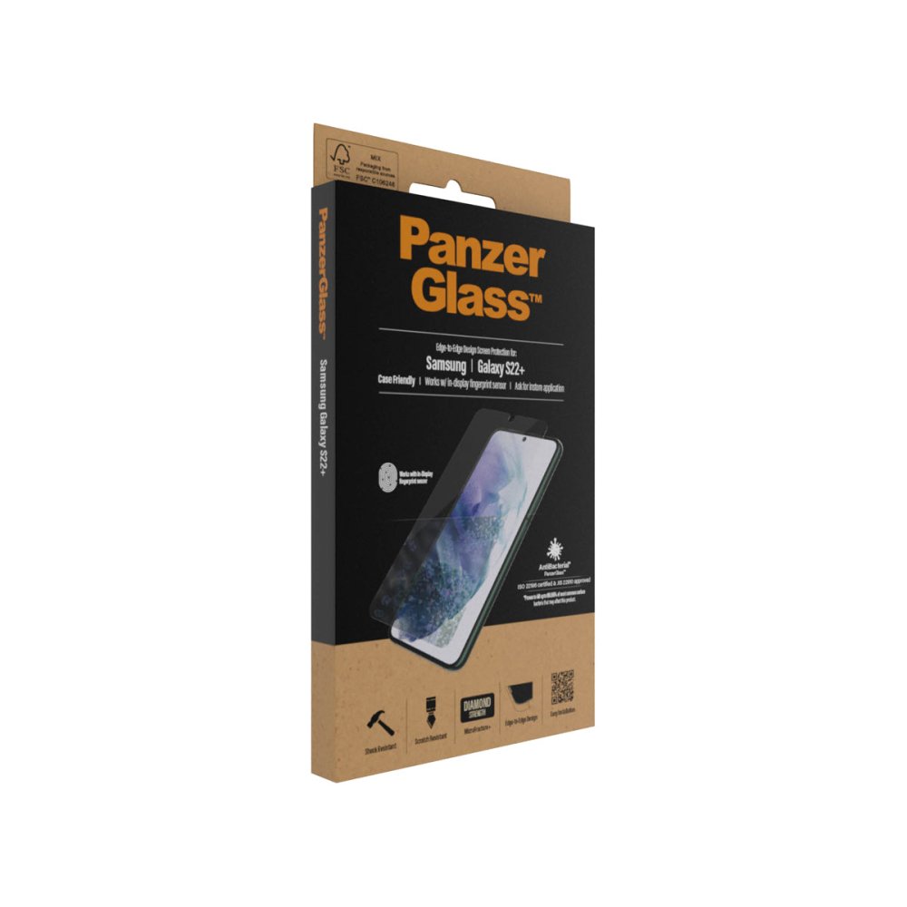 PanzerGlass Case Friendly AntiBac Phone Screen Pprotector for Samsung GS22+ - Black - Phone Screen Protector - Techunion -